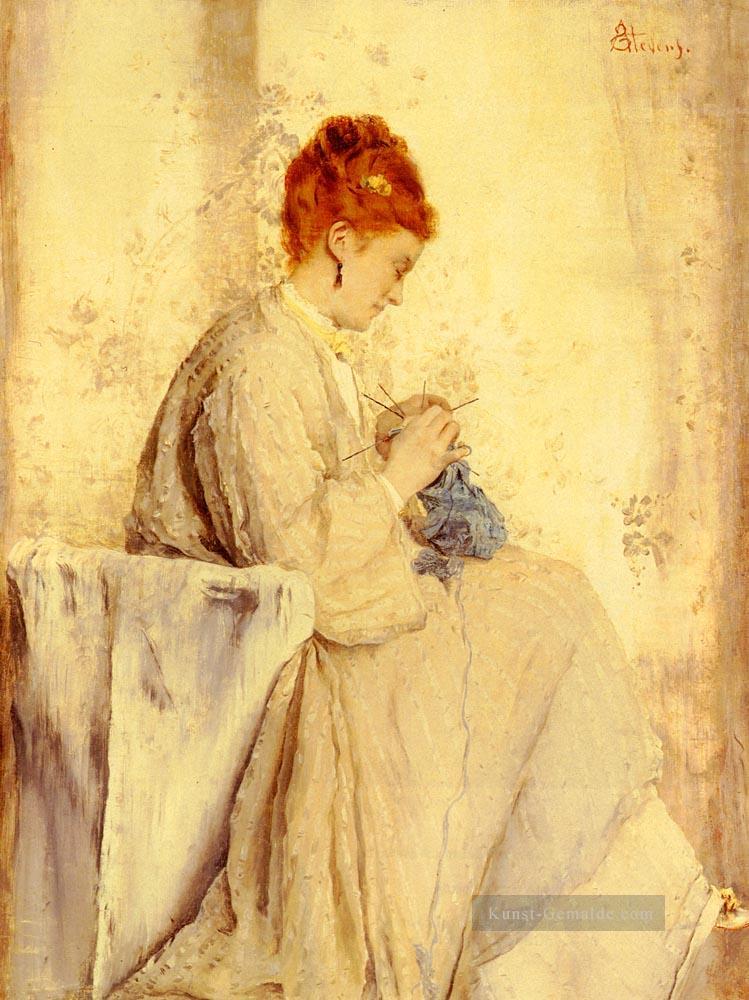 La Tricoteuse Dame belgische Maler Alfred Stevens Ölgemälde